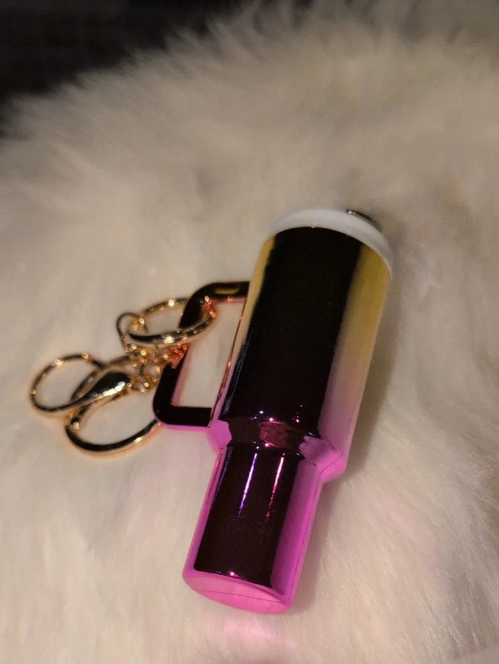 Gold and Pink Metallic Keychain Bag Charm Or Keychain
